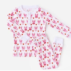Roller Rabbit Pink and Red Bunny Kids Pajama Set